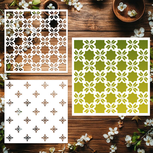 2 PCS Snowflake Pattern DIY Painting Hollow Stencil