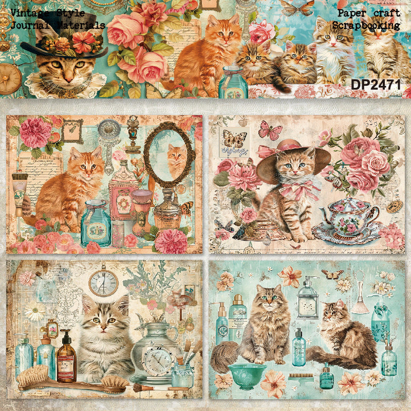 A5 Chic Cats Rose Journal Scrapbook Paper