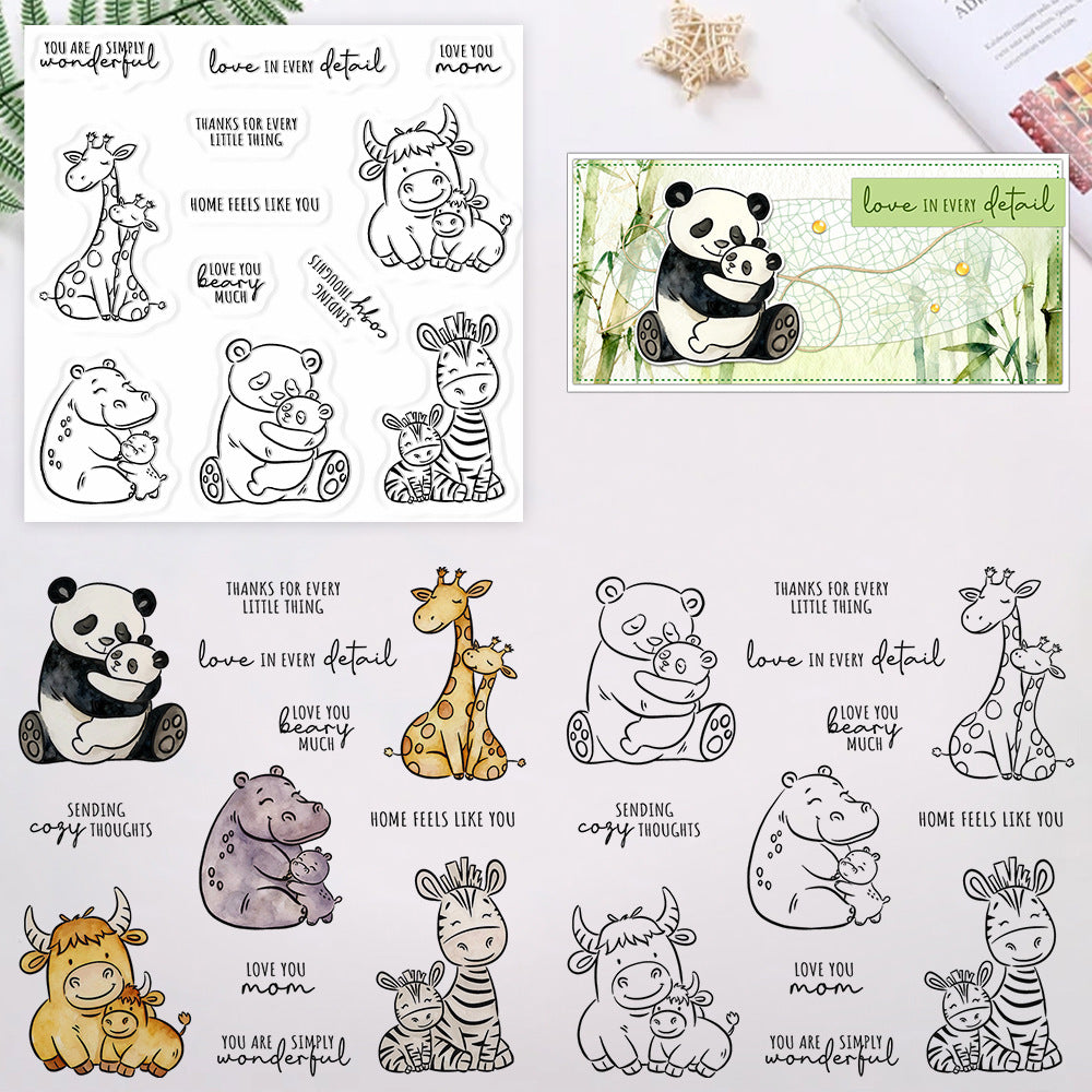 Love Mom Baby Animals Clear Stamps