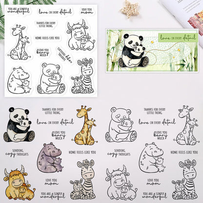 Love Mom Baby Animals Clear Stamps