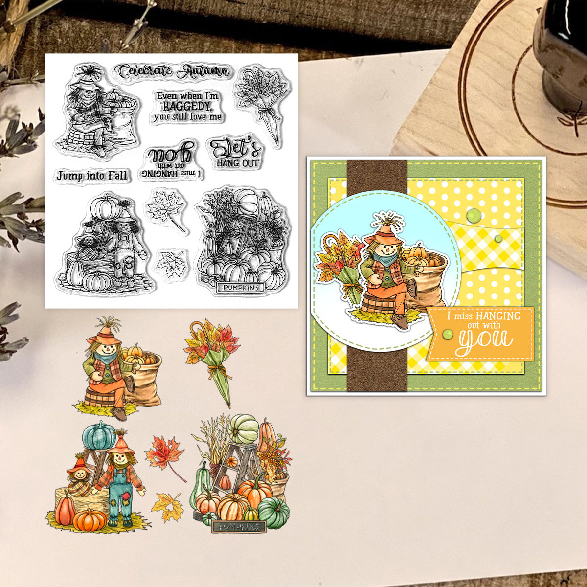 Fall Harvest Pumpkins and Scarecrow Clear Stamps