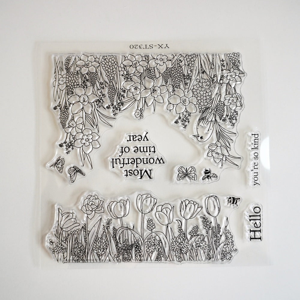 Two Groups of Flower Bushes Dies & Stamps Set