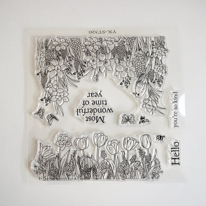 Two Groups of Flower Bushes Dies & Stamps Set