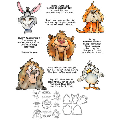 Humorous Animal World Dies & Stamps Set