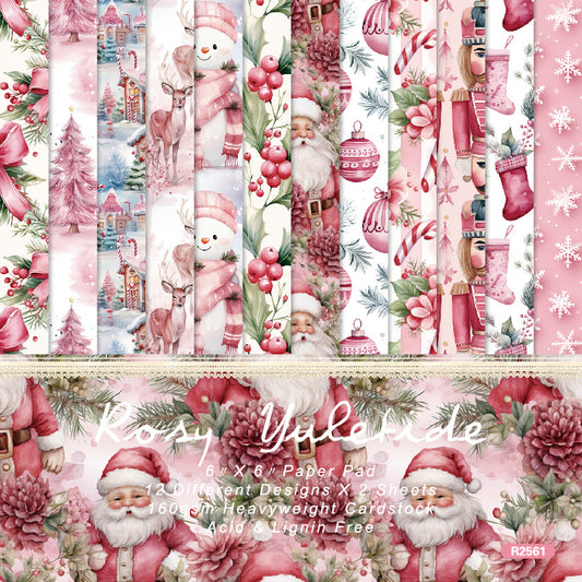 24PCS 6" Rosy Yuletide Scrapbook Paper & Cardstock