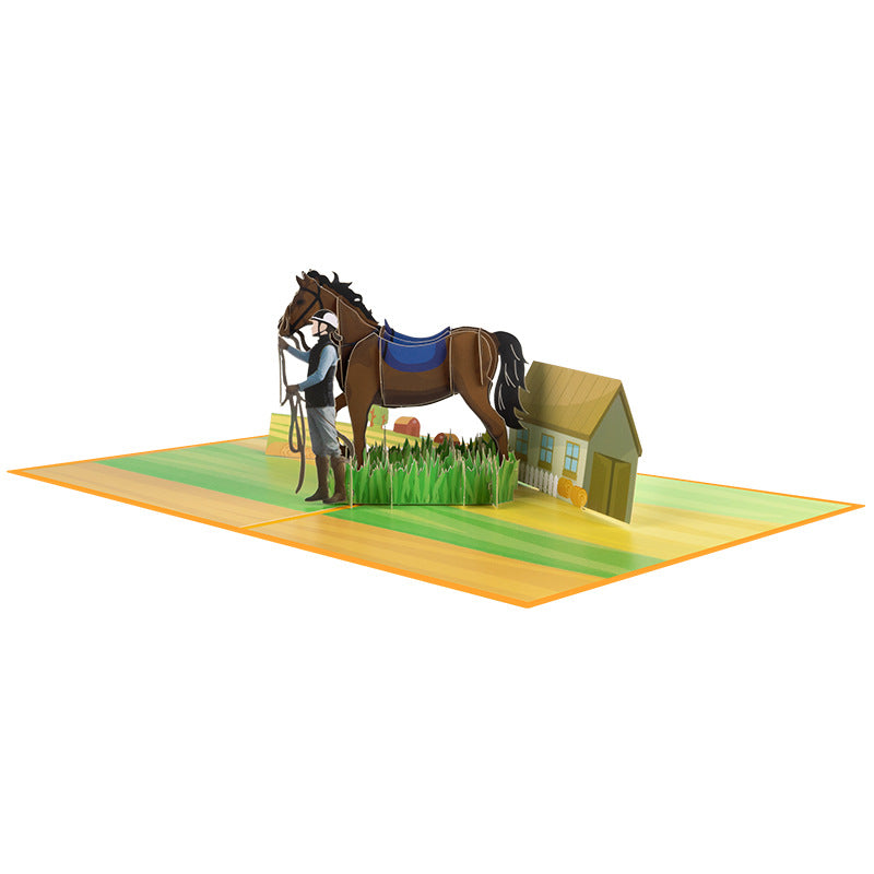 3D Creative Equestrian Competition Pop-Up Card