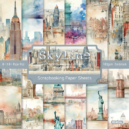 24PCS 6" Skyline Scrapbook Paper & Cardstock