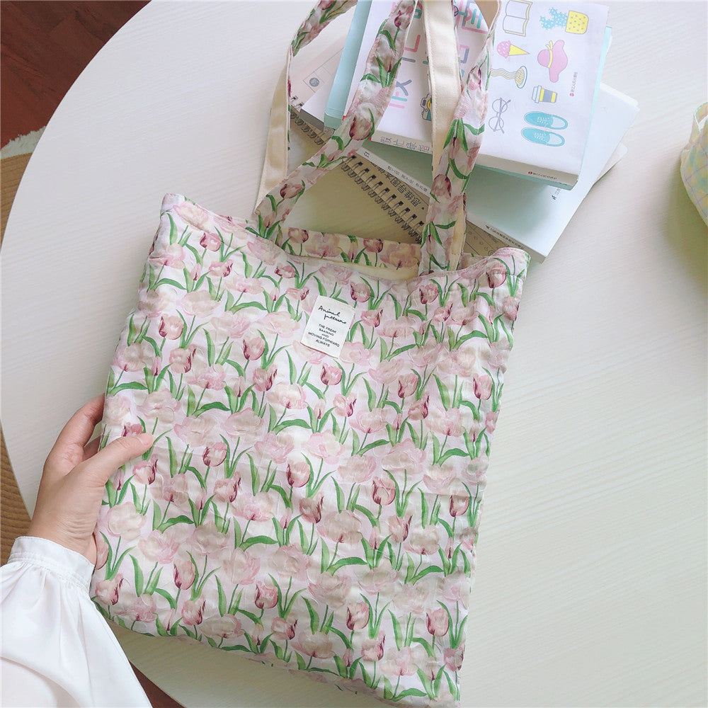 Tulip Pattern Canvas Shoulder Bag