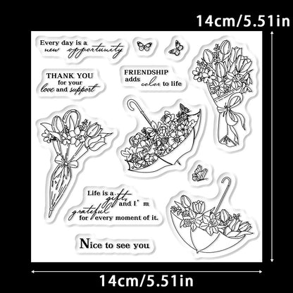 Umbrella Bouquet Clear Stamps