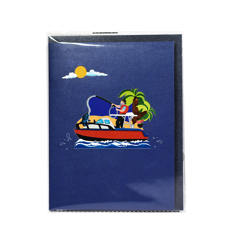 3D Creative Sea Fishing Pop-Up Greeting Card