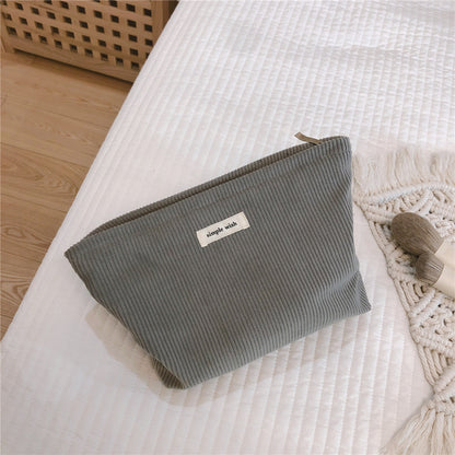 Solid Color Corduroy Cosmetic Bag