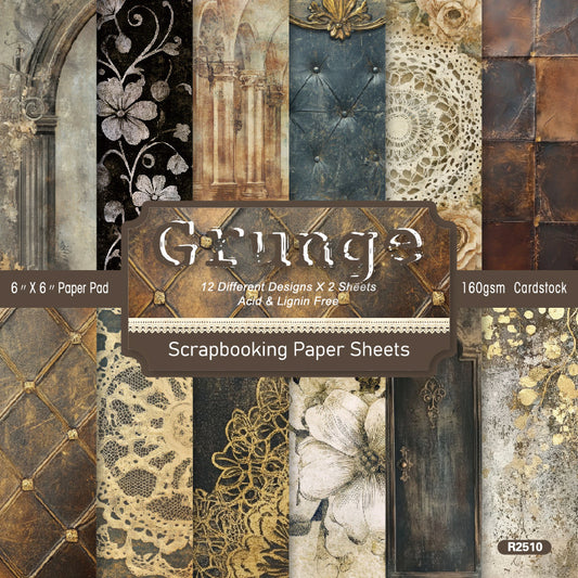 24PCS 6" Grunge Scrapbook Paper & Cardstock