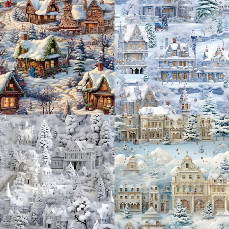 24PCS 6" Snowy Villages Scrapbook Paper & Cardstock