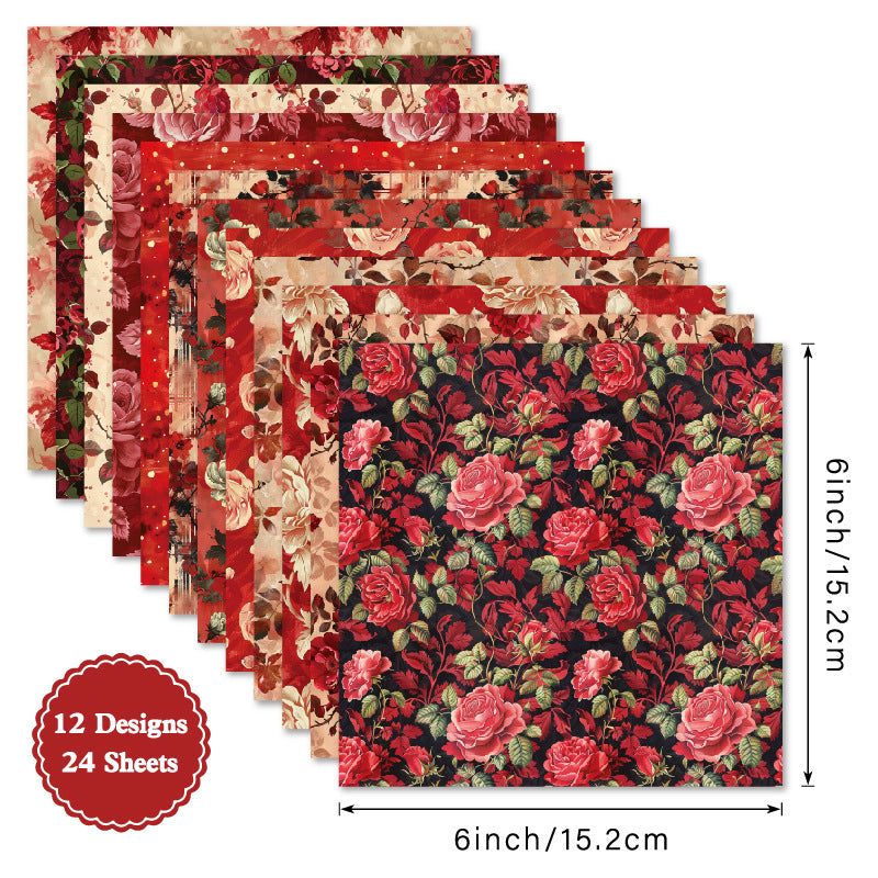 24PCS 6" Rosetta Scrapbook Paper & Cardstock