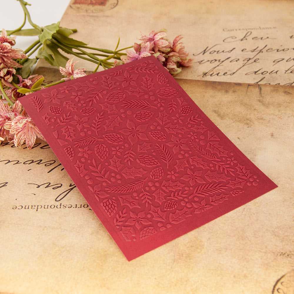 Flowers and Leaves Pattern Plastic Embossing Folder