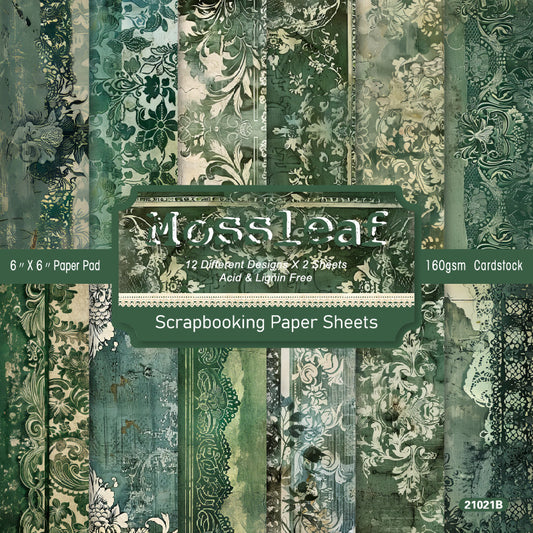 24PCS 6" Mossleaf Scrapbook Paper & Cardstock