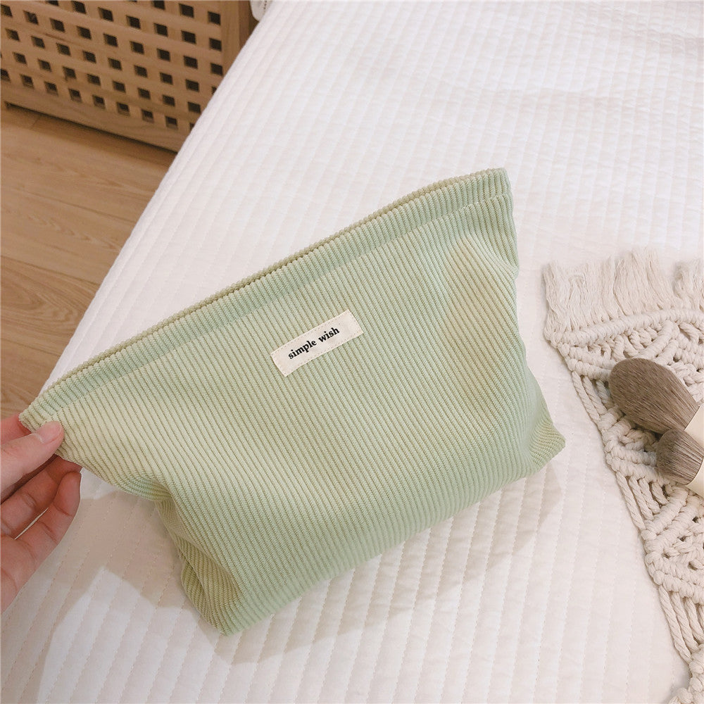 Solid Color Corduroy Cosmetic Bag