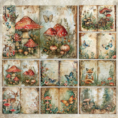 A5 Mushroom Planner Scrapbooking Paper