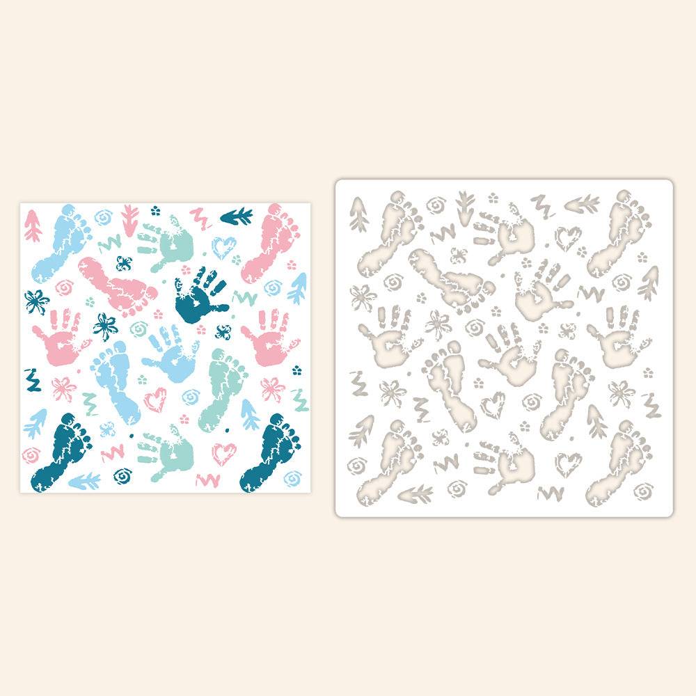 1 PC Footprint Pattern DIY Painting Hollow Stencil