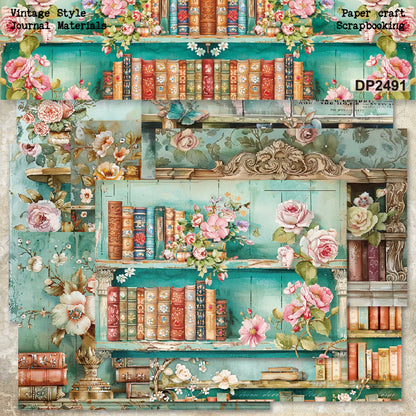 A5 Romantic Bookcase Journal Scrapbook Paper