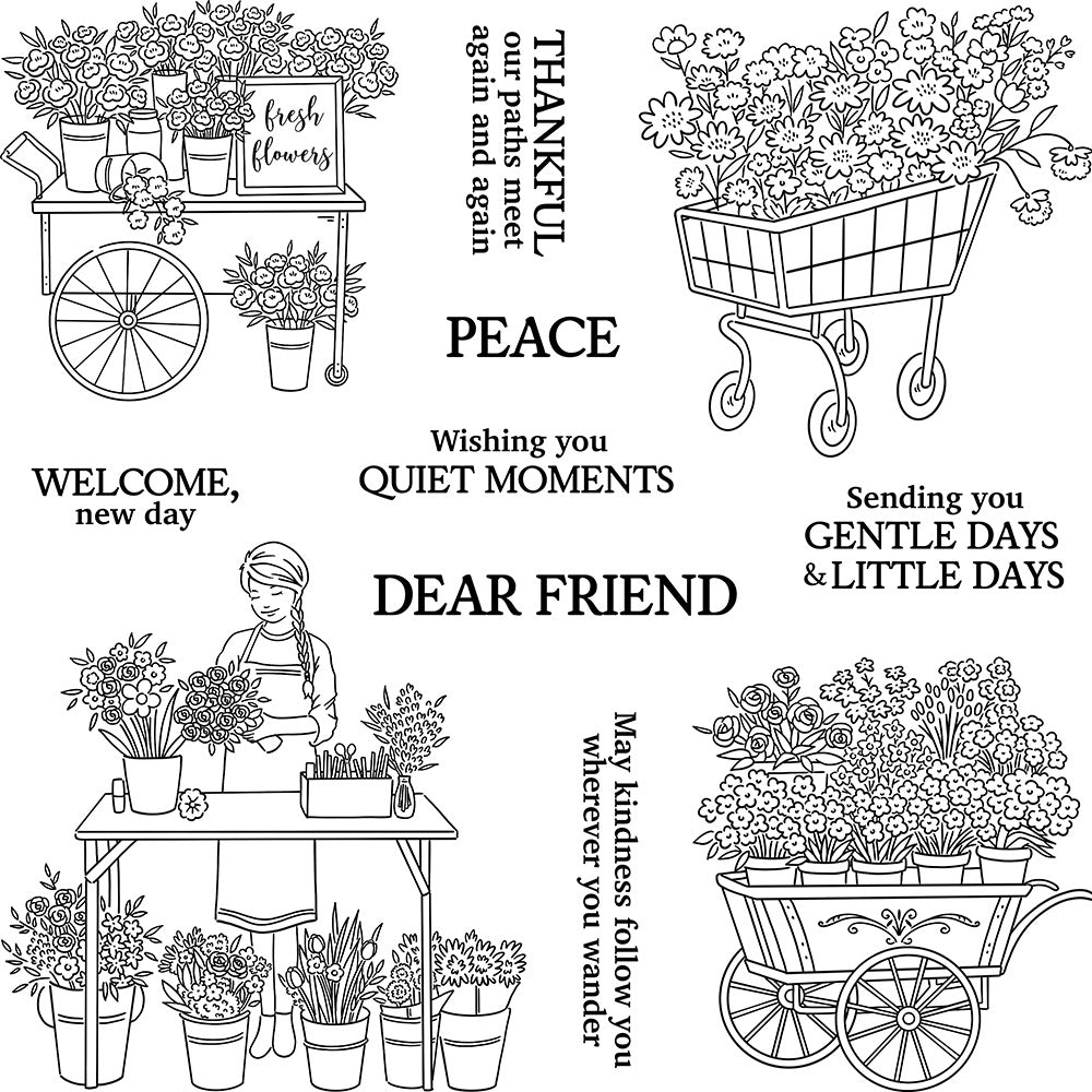Flower Stall Girl Clear Stamps
