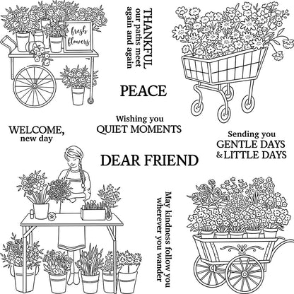 Flower Stall Girl Clear Stamps
