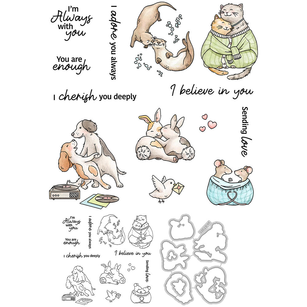 Animals In Pairs Dies & Stamps Set