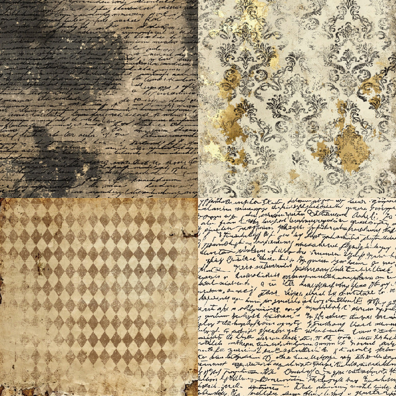 24PCS 6" Vintage Script Scrapbook Paper & Cardstock