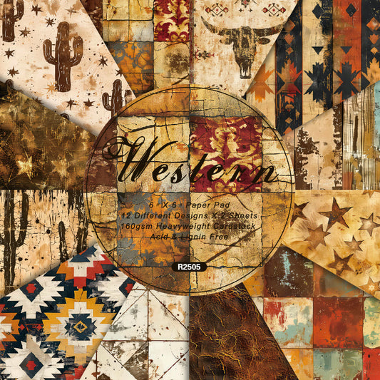 24PCS 6" Western Scrapbook Paper & Cardstock