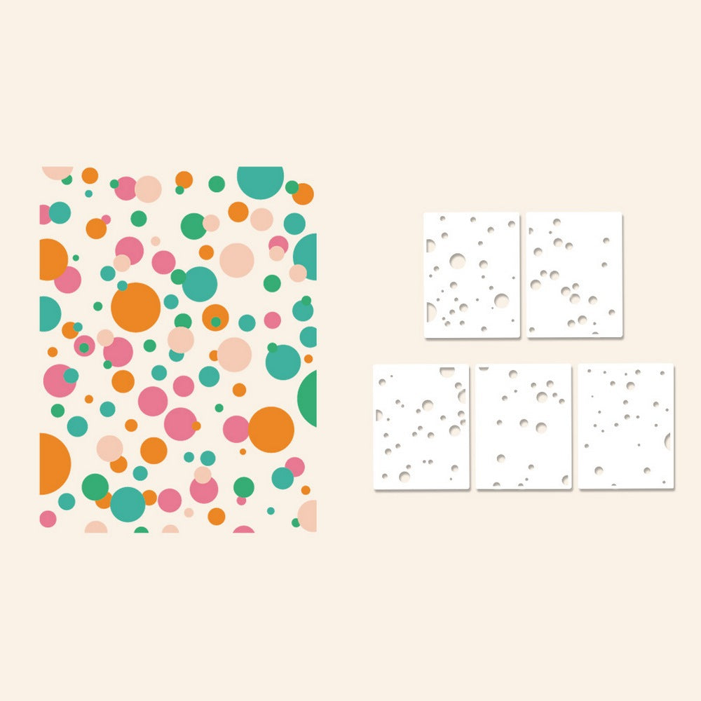 5 PCS Polka Dots Pattern DIY Painting Hollow Stencil