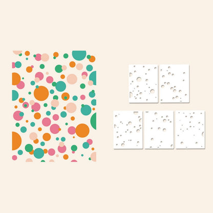 5 PCS Polka Dots Pattern DIY Painting Hollow Stencil