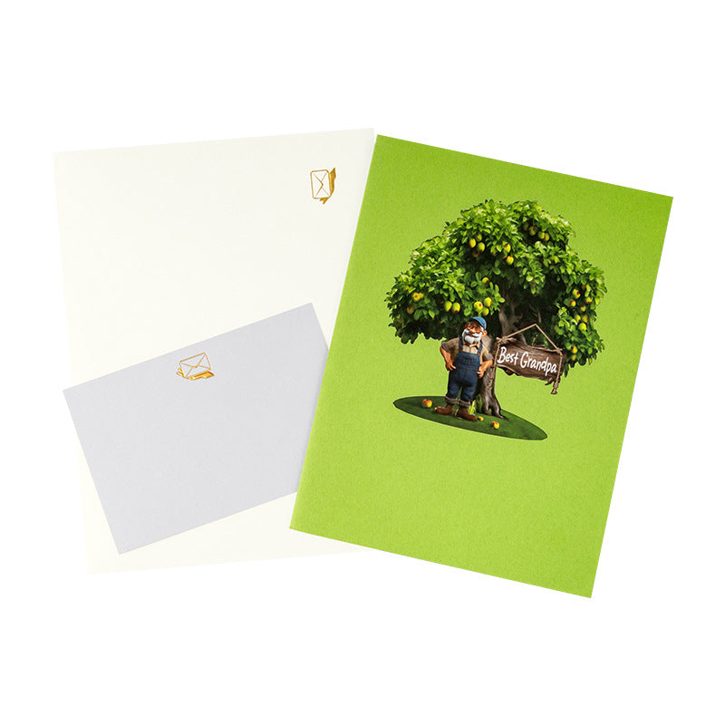 3D Creative Grandfather Green House Pop-Up Card