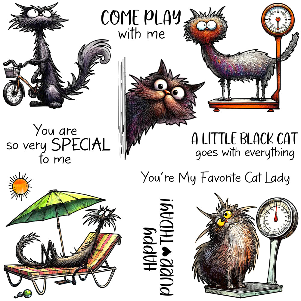 Cute Funny Cats Dies & Stamps Set
