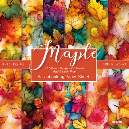 24PCS 6" Maple Scrapbook Paper & Cardstock