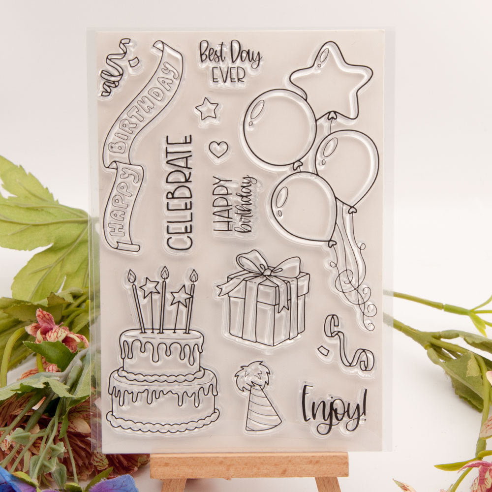 Happy Birthday Balloon Cake Clear Stamps