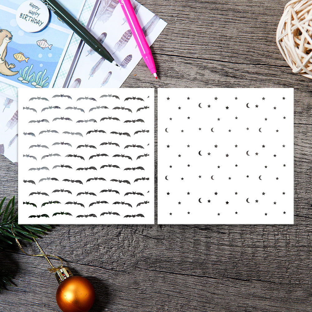 2 PCS Bat Pattern DIY Painting Hollow Stencil