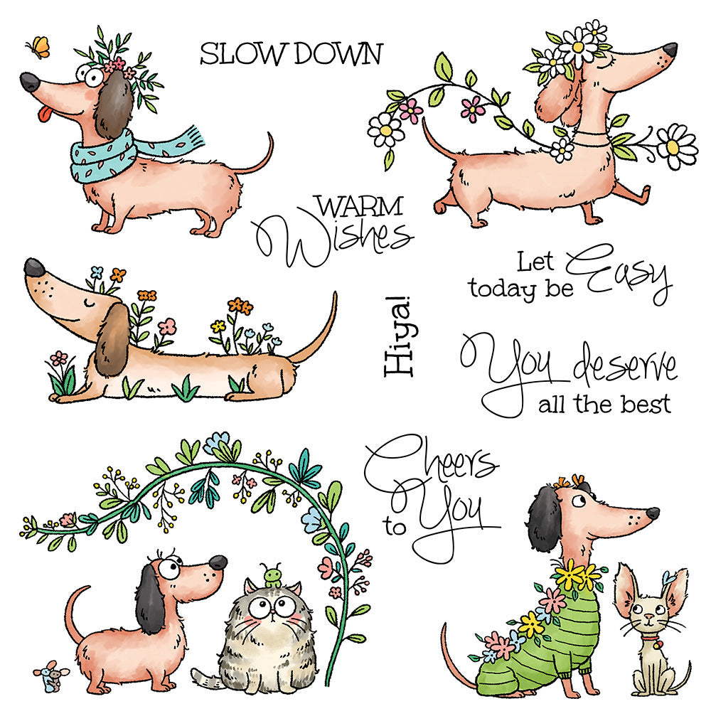 Cute Dachshund Dies & Stamps Set