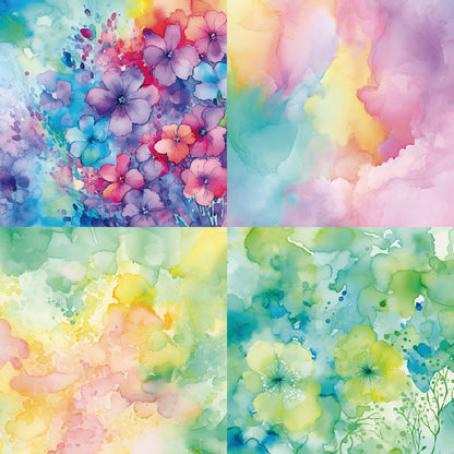 24PCS 6" Dyeing Flowers Scrapbook Paper & Cardstock