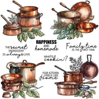 Retro Kitchen Cooking Pot Clear Stamps