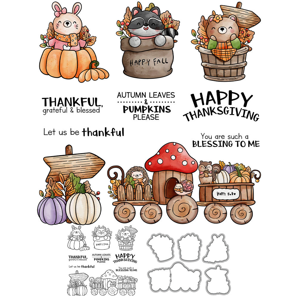 Thanksgiving Animal Train Dies & Stamps Set