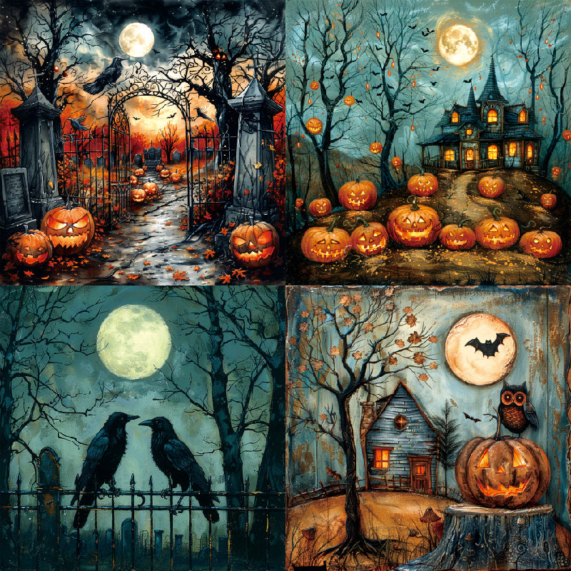 24PCS 6" Halloween Background Scrapbook Paper & Cardstock