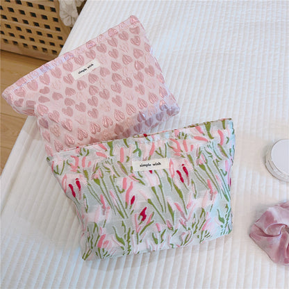 Gentle Jacquard Fabric Cosmetic Bag