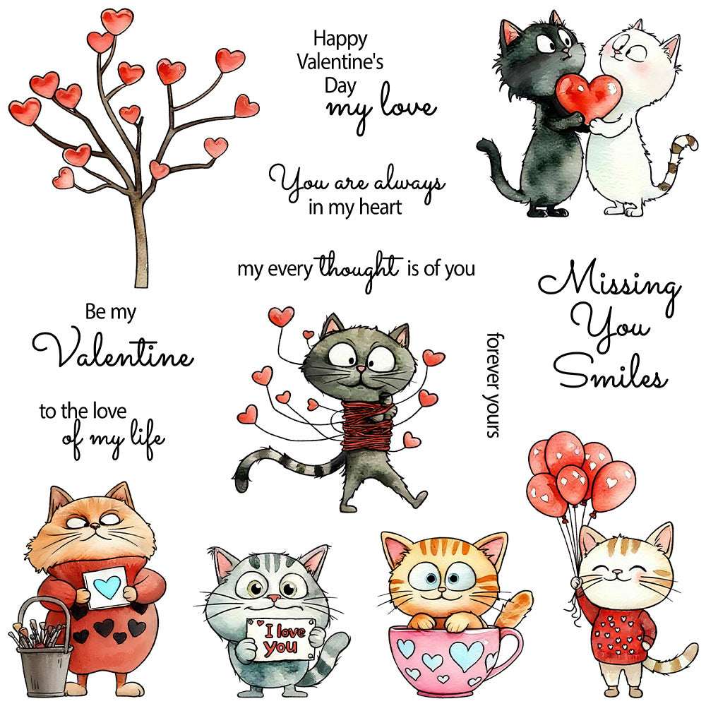 Valentine's Day Cat Dies & Stamps Set