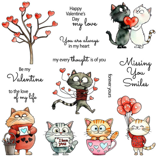 Valentine's Day Cat Dies & Stamps Set