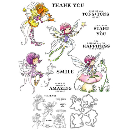 Cute Flowers Fairy Dies & Stamps Set