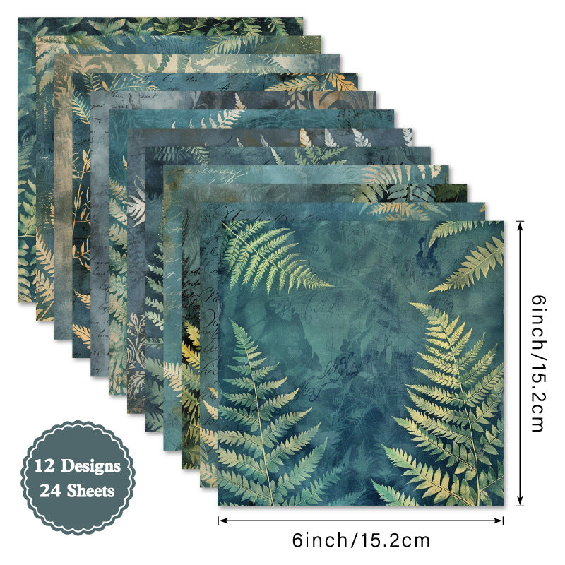 24PCS 6" Mossy Scrapbook Paper & Cardstock