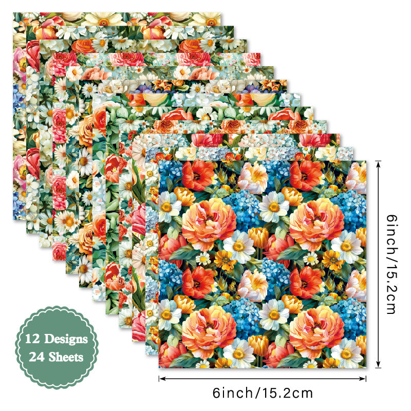 24PCS 6" Garden Scrapbook Paper & Cardstock