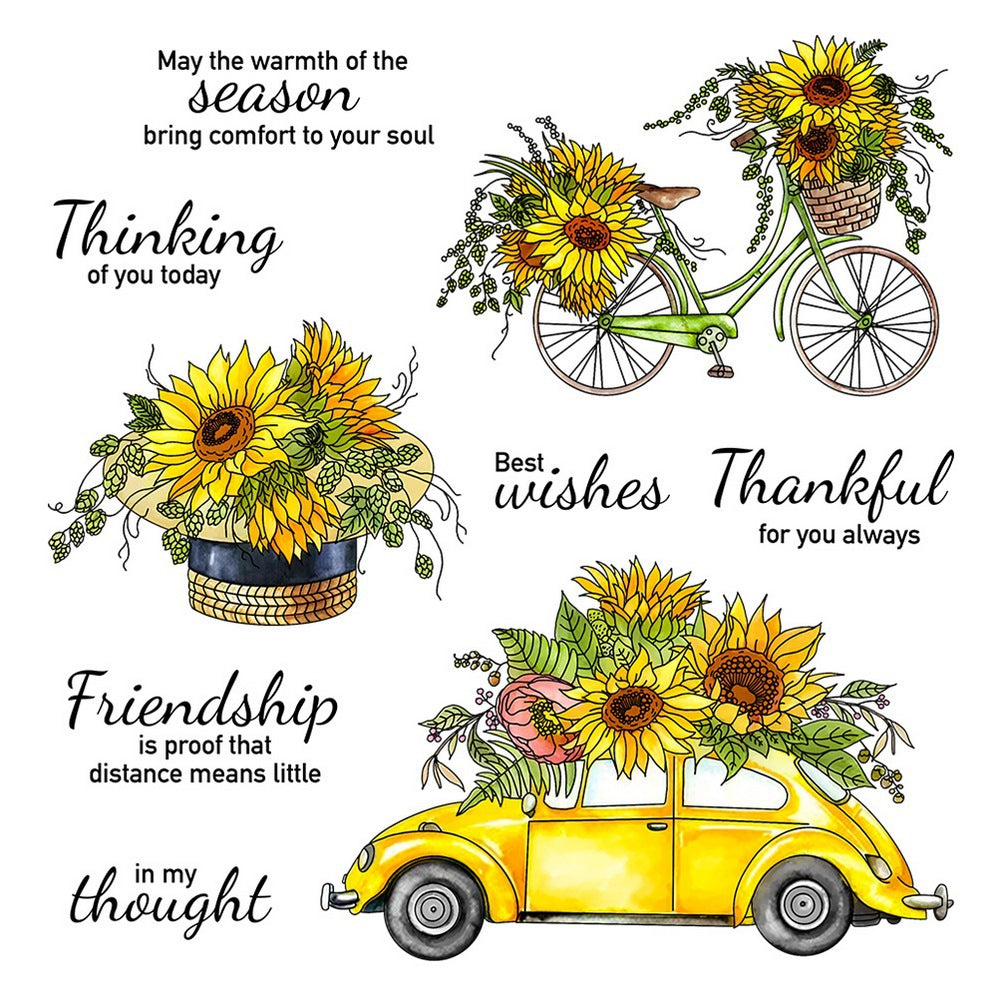 Sunflowers and Cars Clear Stamps