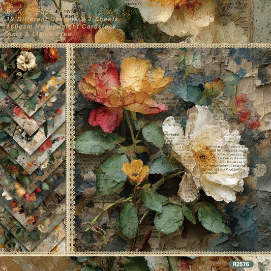 24PCS 6" Beautiful Flowers Scrapbook Paper & Cardstock