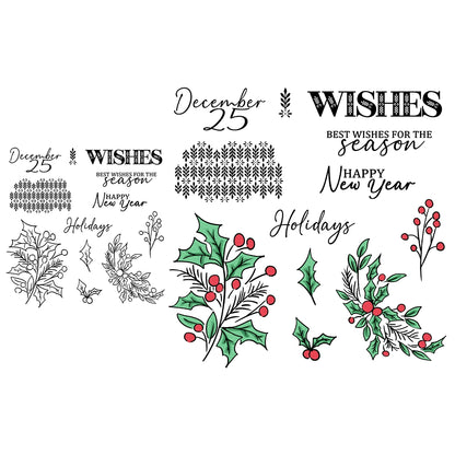 Merry Christmas Leaves Dies & Stamps Set